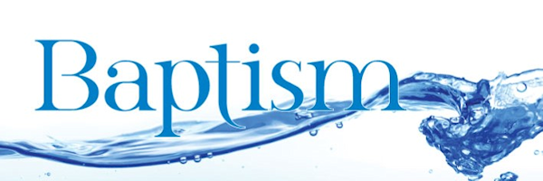 The word Baptism immersed in water